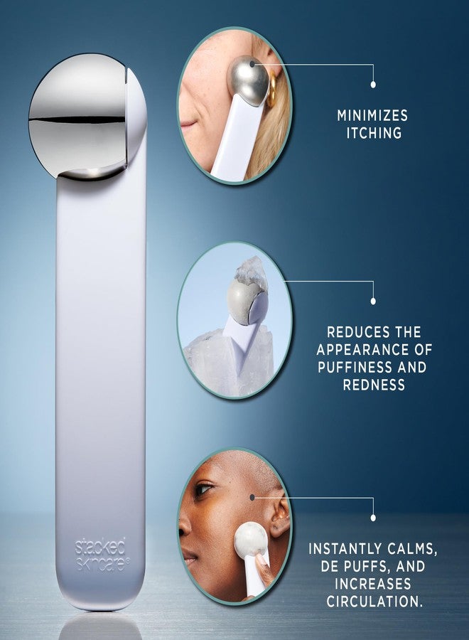 StackedSkincare Ice Roller for Face and Eyes - Stainless Steel Facial Ice Roller for Puffiness, Undereye Bags, Redness, Skin Cooling, and Lymphatic Drainage Massage - Face Roller for Women and Men - Image 2